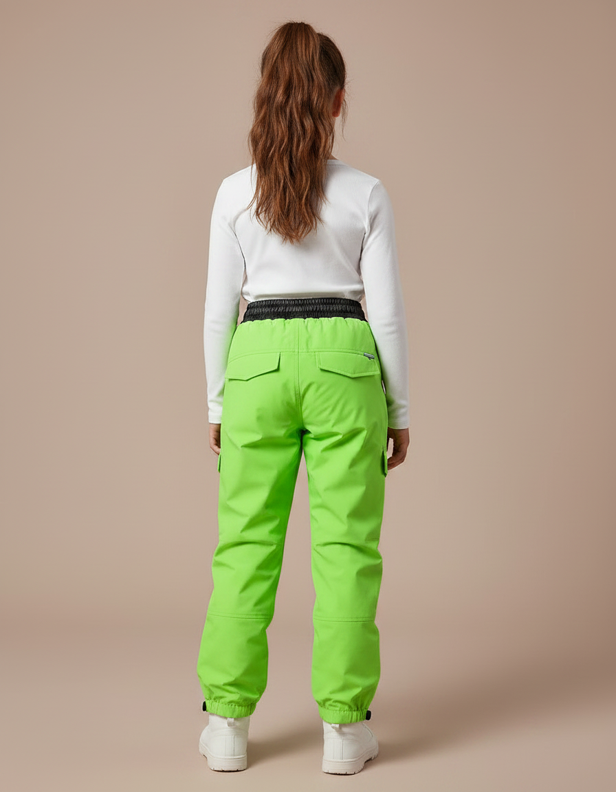Pantalon De Pluie Vert Néon Cargo Enfant Imperméable - Polyester - vue 2