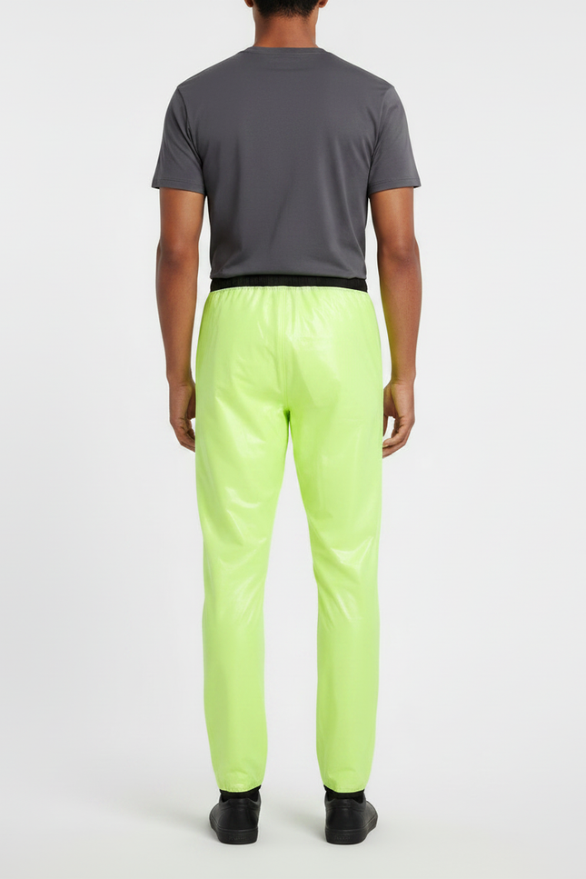 Pantalon De Pluie Jaune Fluo Imperméable Brillant Coupe Droite - Polyester - vue 2