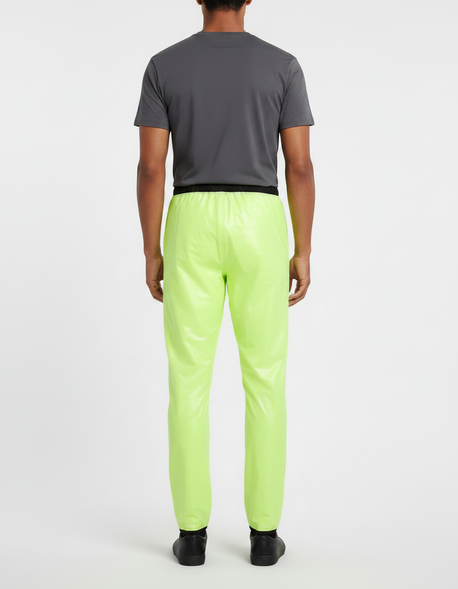 Pantalon De Pluie Jaune Fluo Imperméable Brillant Coupe Droite - Polyester - vue 2