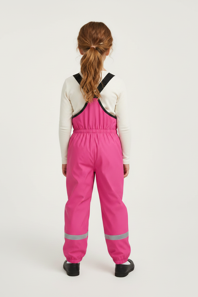 Pantalon De Pluie Rose Imperméable Bretelles Réfléchissant Enfant - Polyester - vue 2