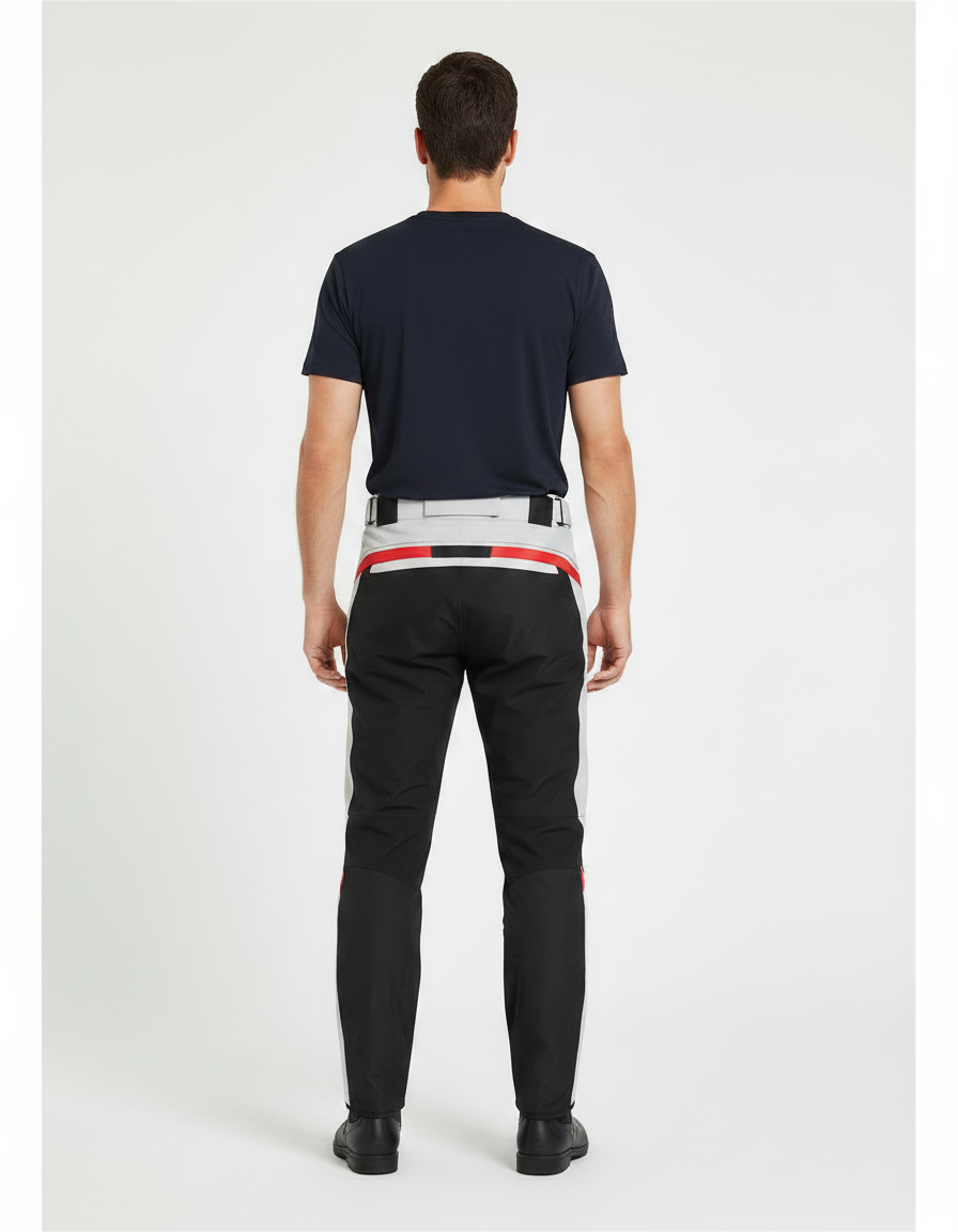 Pantalon De Pluie Moto Sportif Bicolore Bandes Rouges - Multicolore Polyester - vue 2