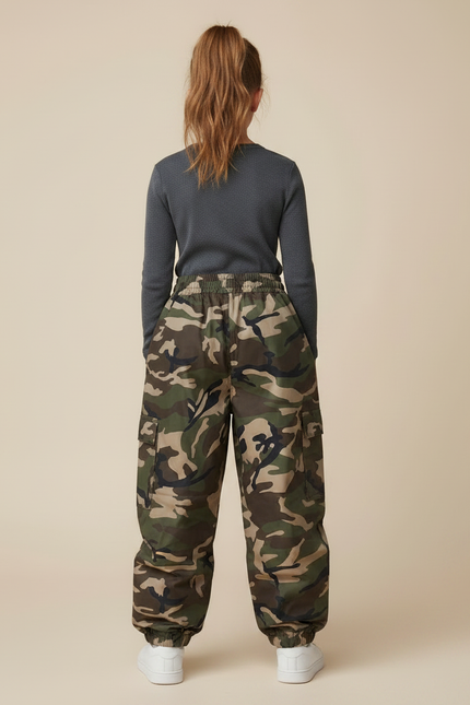 Pantalon De Pluie Camouflage Ample Cargo Enfant - Multicolore Polyester - vue 2