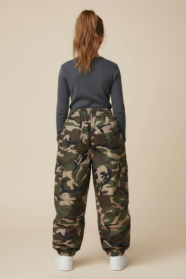Pantalon De Pluie Camouflage Ample Cargo Enfant - Multicolore Polyester - vue 2