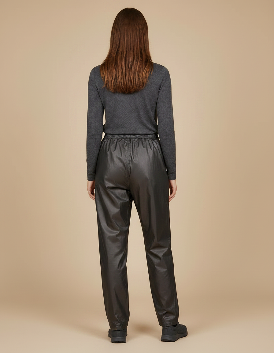 Pantalon De Pluie Noir Imperméable Sportif Ample Femme - Polyester - vue 2
