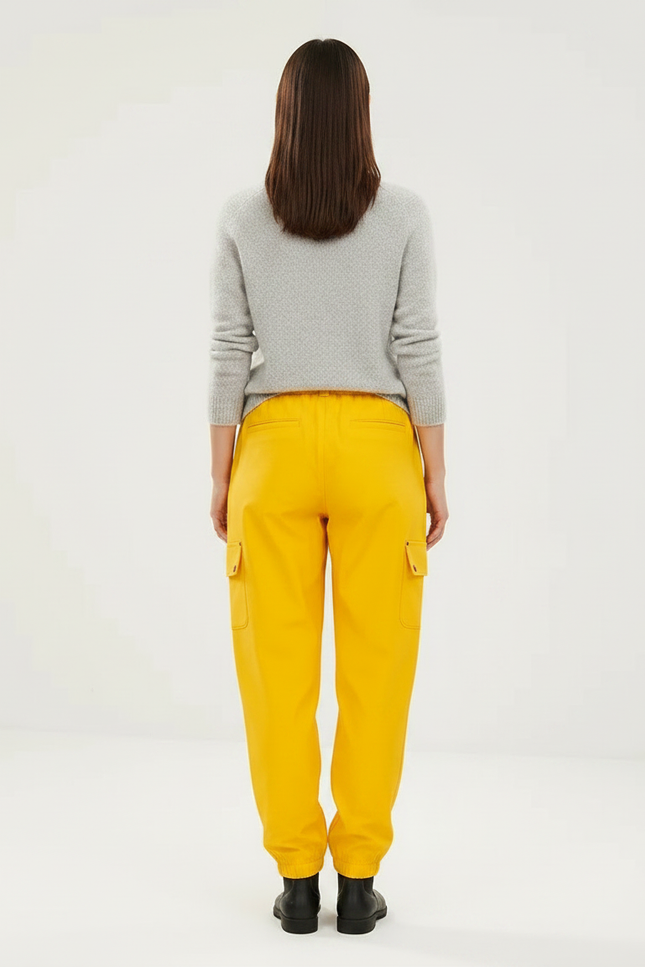 Pantalon De Pluie Jaune Cargo Ample Imperméable Femme - Polyester - vue 2
