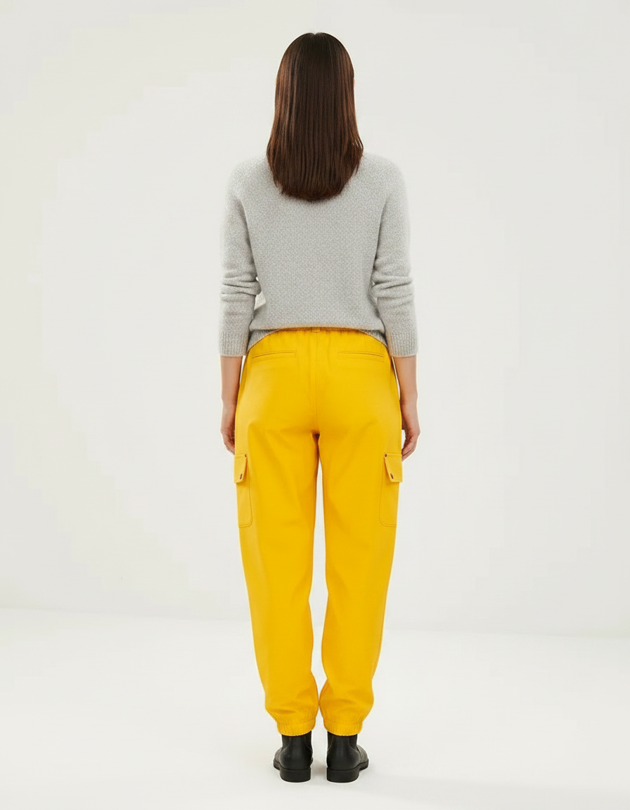 Pantalon De Pluie Jaune Cargo Ample Imperméable Femme - Polyester - vue 2