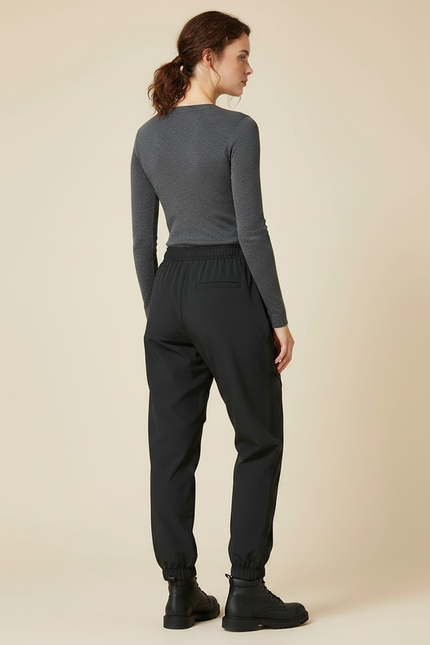 Pantalon De Pluie Noir Cargo Élastique Femme Sportif - Polyester - vue 2