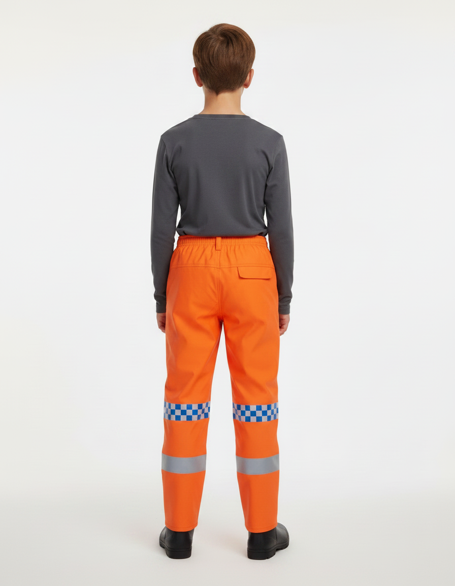 Pantalon De Pluie Orange Réfléchissant Enfant Imperméable Chevrons - Polyester - vue 2