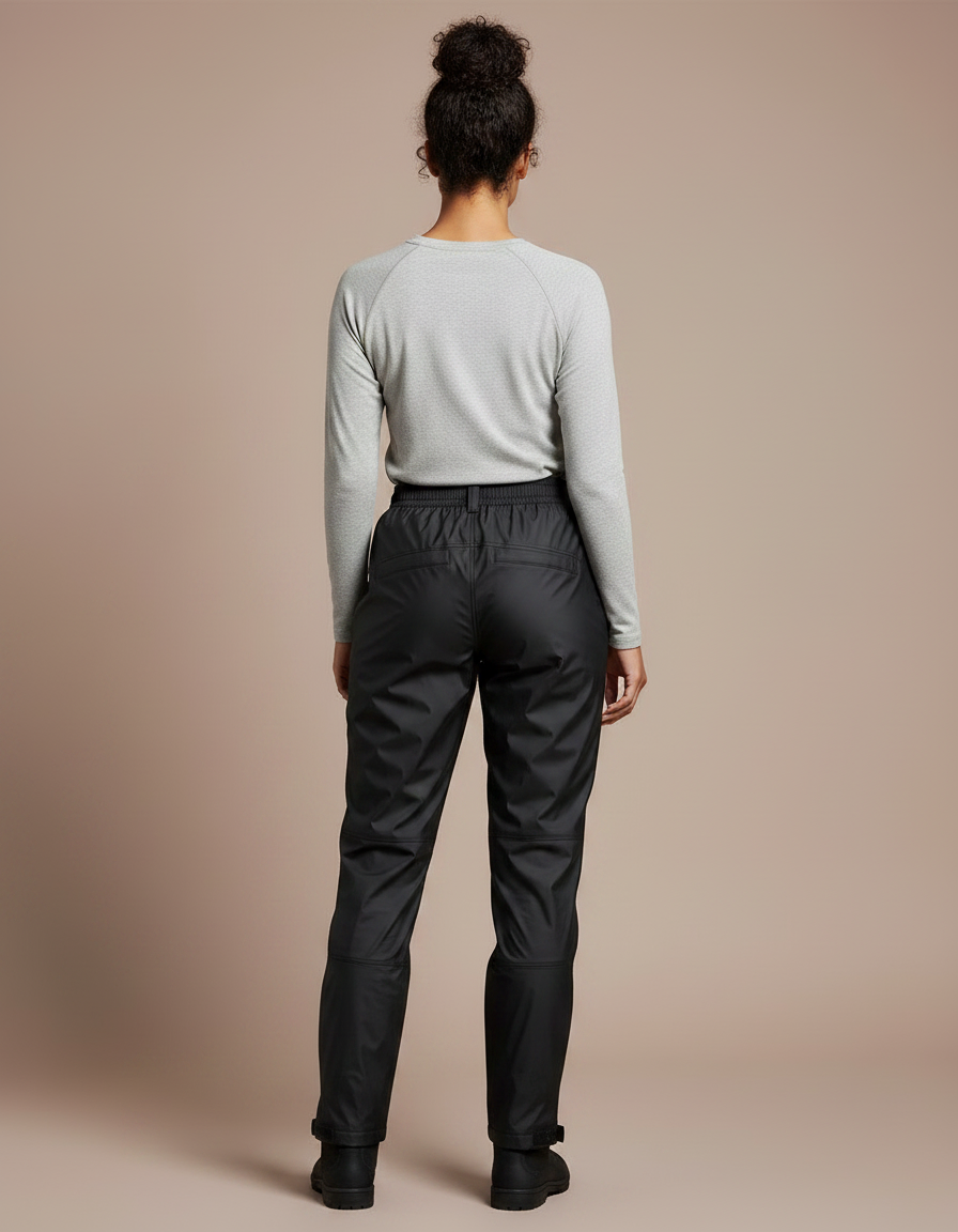 Pantalon De Pluie Noir Imperméable Femme Décontracté - Polyester - vue 2