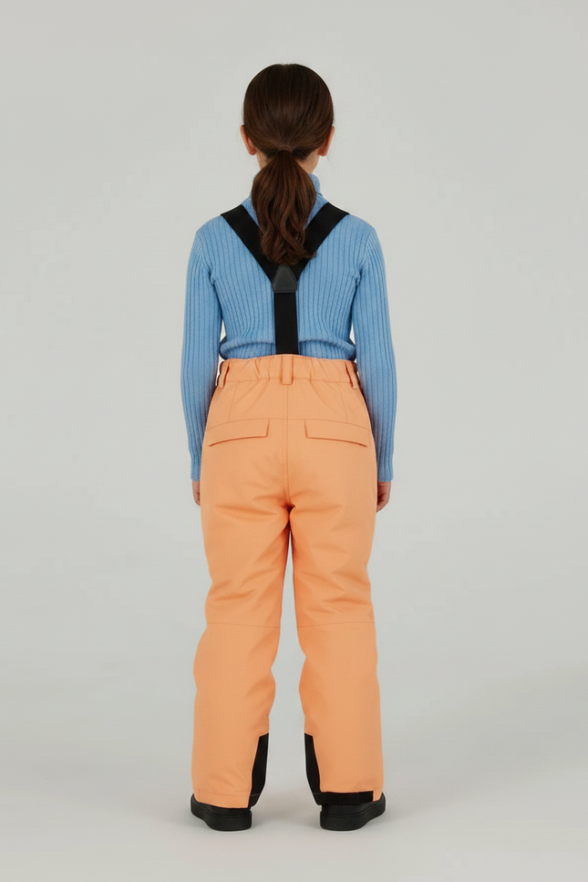 Pantalon De Pluie Orange Imperméable Enfant Ski Bretelles - Polyester - vue 2