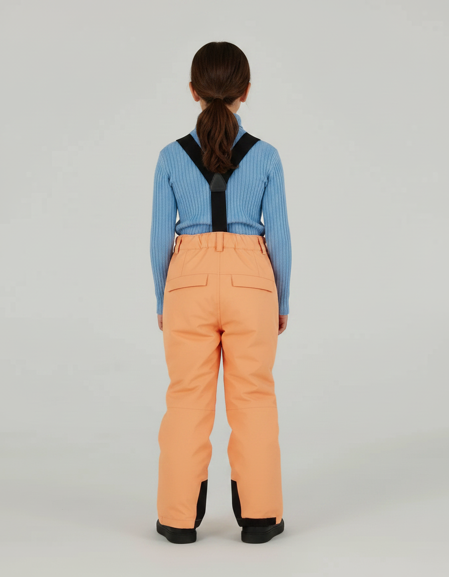 Pantalon De Pluie Orange Imperméable Enfant Ski Bretelles - Polyester - vue 2