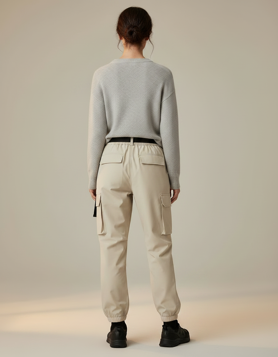 Pantalon De Pluie Beige Cargo Élastique Femme - Polyester - vue 2