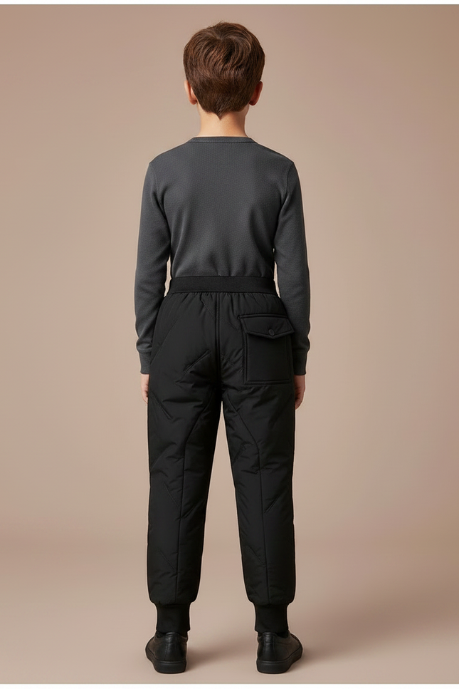 Pantalon De Pluie Noir Matelassé Élastique Enfant Hiver - Polyester - vue 2