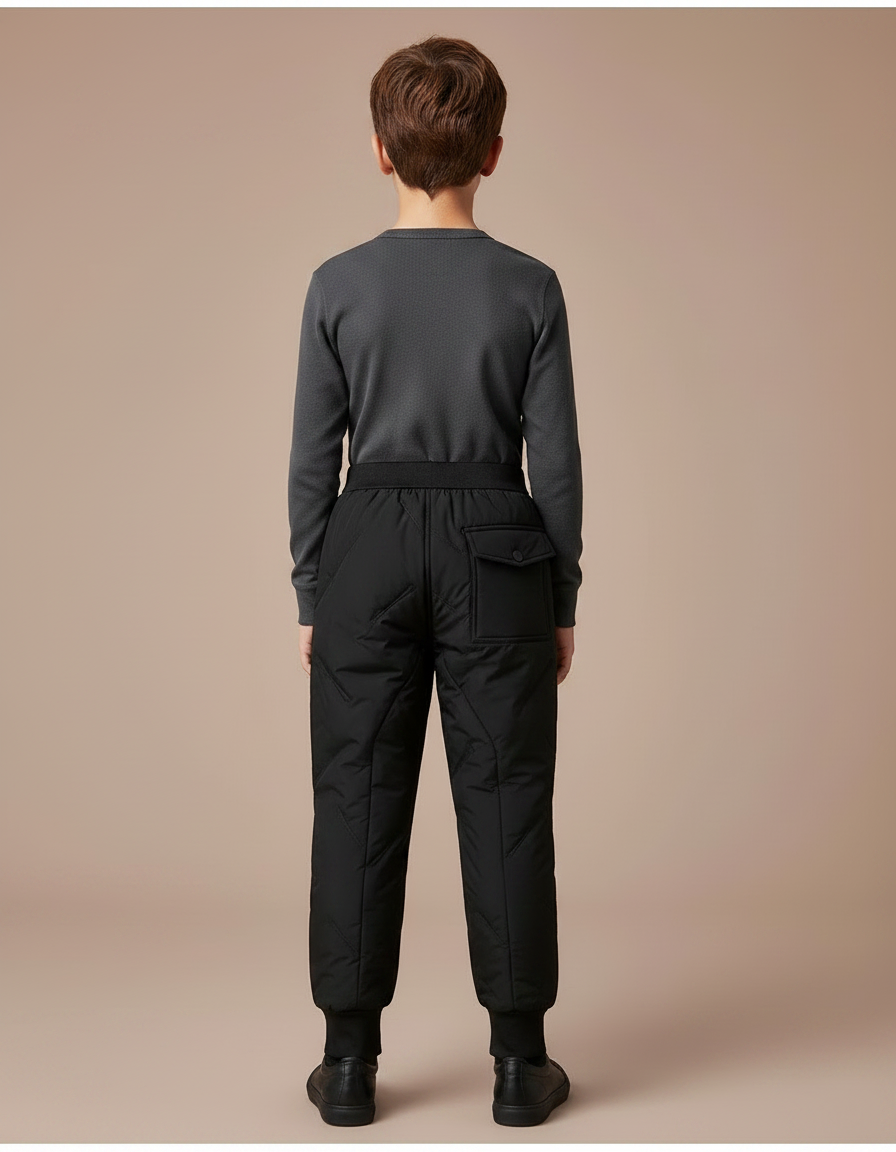 Pantalon De Pluie Noir Matelassé Élastique Enfant Hiver - Polyester - vue 2