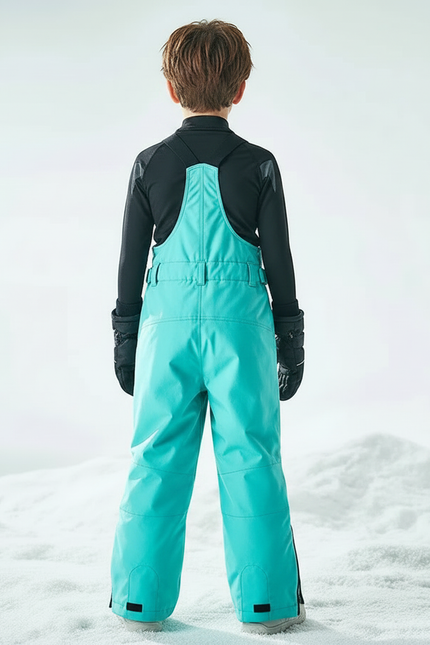 Pantalon De Pluie Turquoise Bretelles Imperméable Enfant Ski - Bleu Polyester - vue 2