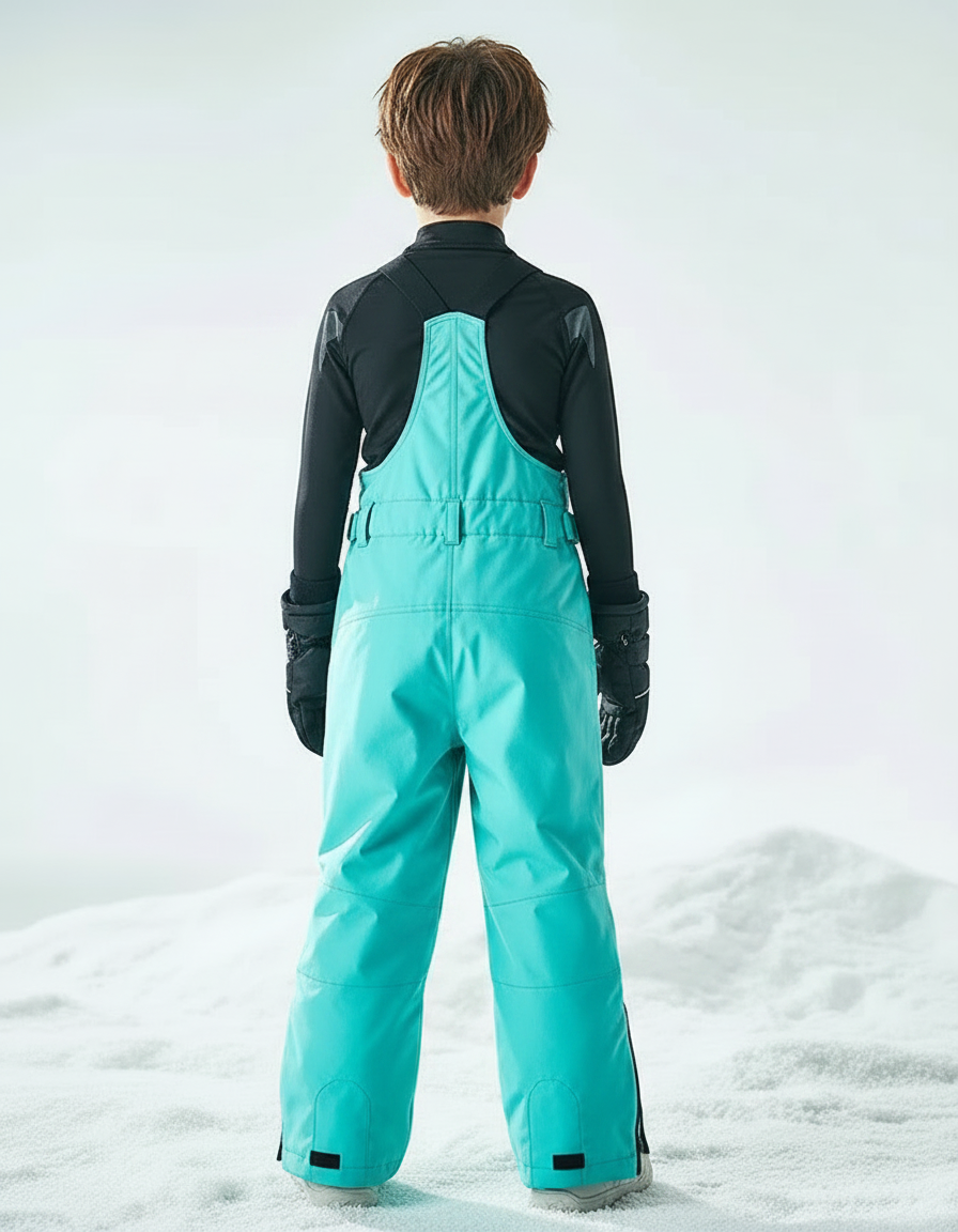 Pantalon De Pluie Turquoise Bretelles Imperméable Enfant Ski - Bleu Polyester - vue 2