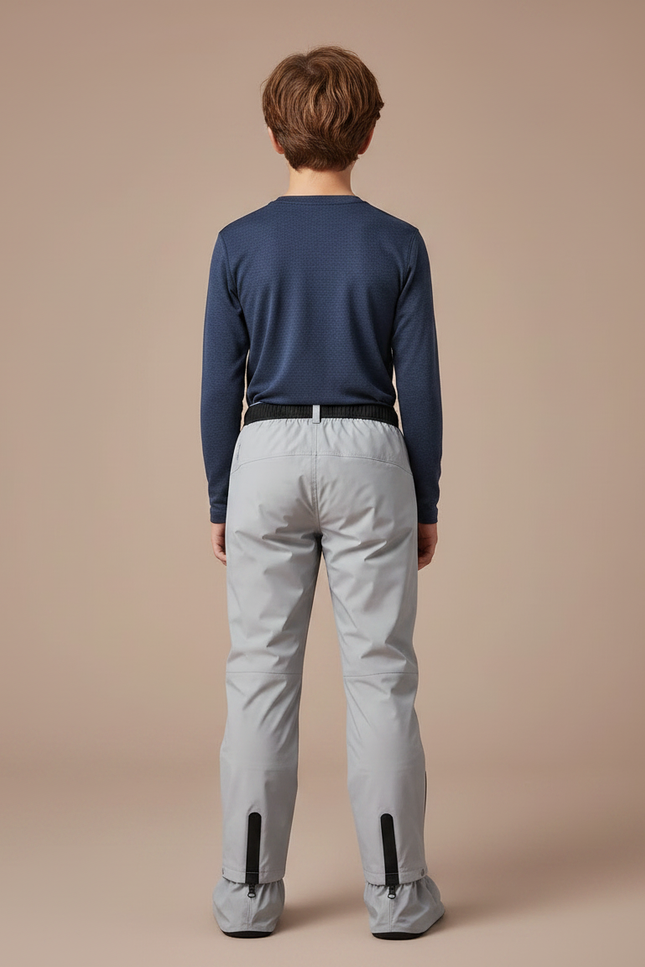 Pantalon De Pluie Gris Enfant Imperméable Réfléchissant Zippé - Polyester - vue 2