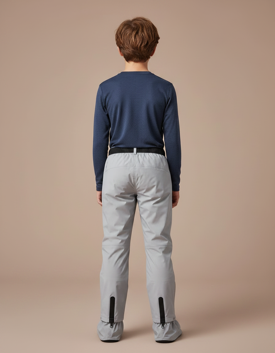 Pantalon De Pluie Gris Enfant Imperméable Réfléchissant Zippé - Polyester - vue 2