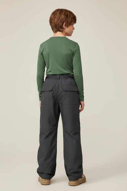 Pantalon De Pluie Gris Foncé Cargo Ample Ceinturé Enfant - Polyester - vue 2
