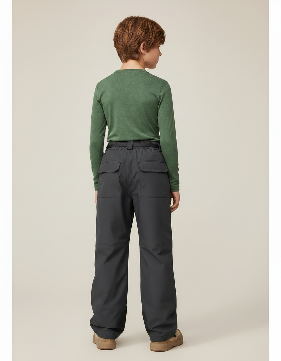 Pantalon De Pluie Gris Foncé Cargo Ample Ceinturé Enfant - Polyester - vue 2