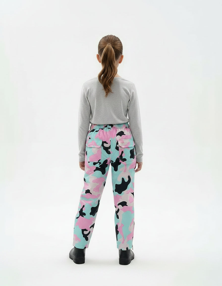 Pantalon De Pluie Camouflage Enfant Imperméable Rose Bleu - Multicolore Polyester - vue 2
