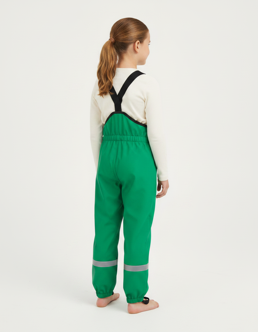Pantalon De Pluie Vert Imperméable Bretelles Réfléchissant Enfant - Polyester - vue 2