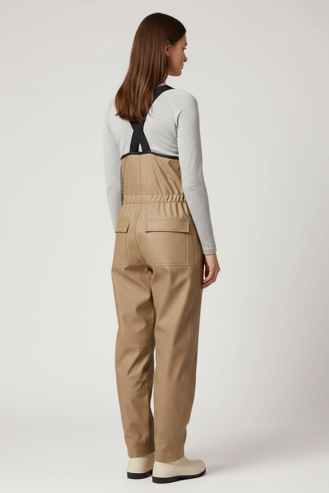 Pantalon De Pluie Beige Bretelles Imperméable Femme - Polyester - vue 2