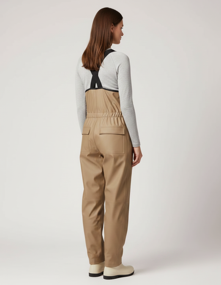 Pantalon De Pluie Beige Bretelles Imperméable Femme - Polyester - vue 2