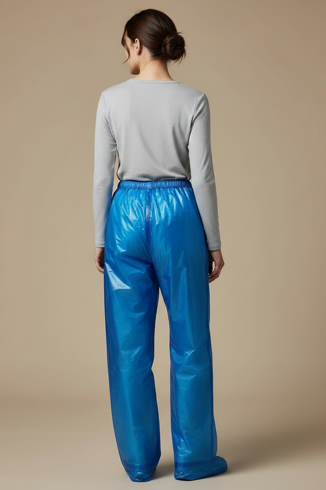 Pantalon De Pluie Bleu Brillant Ample Léger Jetable - Polyester - vue 2