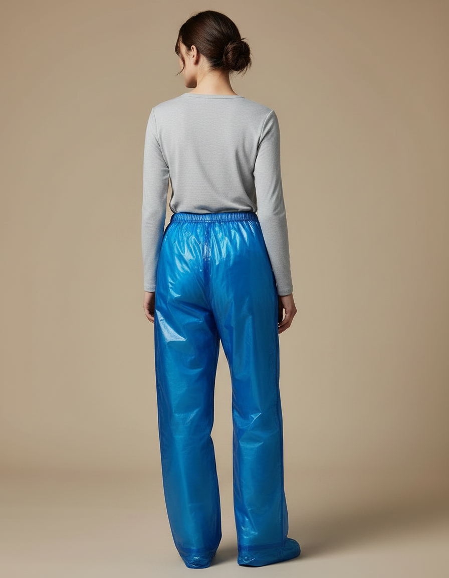 Pantalon De Pluie Bleu Brillant Ample Léger Jetable - Polyester - vue 2