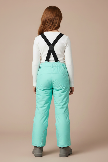 Pantalon De Pluie Turquoise Imperméable Bretelles Enfant Hiver - Bleu Polyester - vue 2