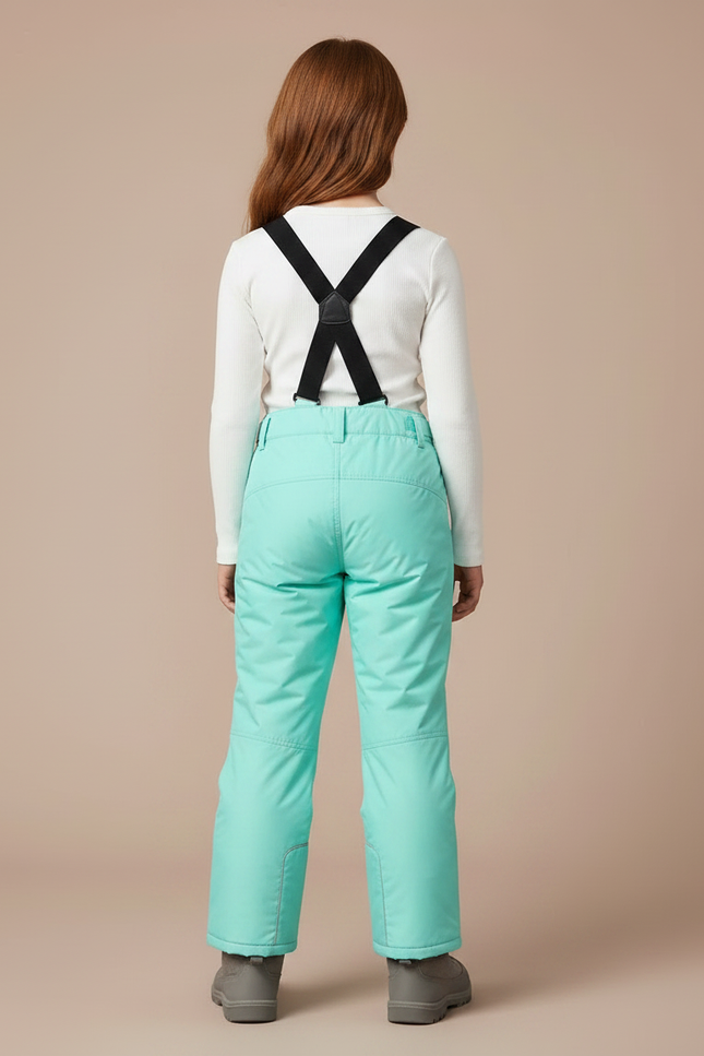 Pantalon De Pluie Turquoise Imperméable Bretelles Enfant Hiver - Bleu Polyester - vue 2