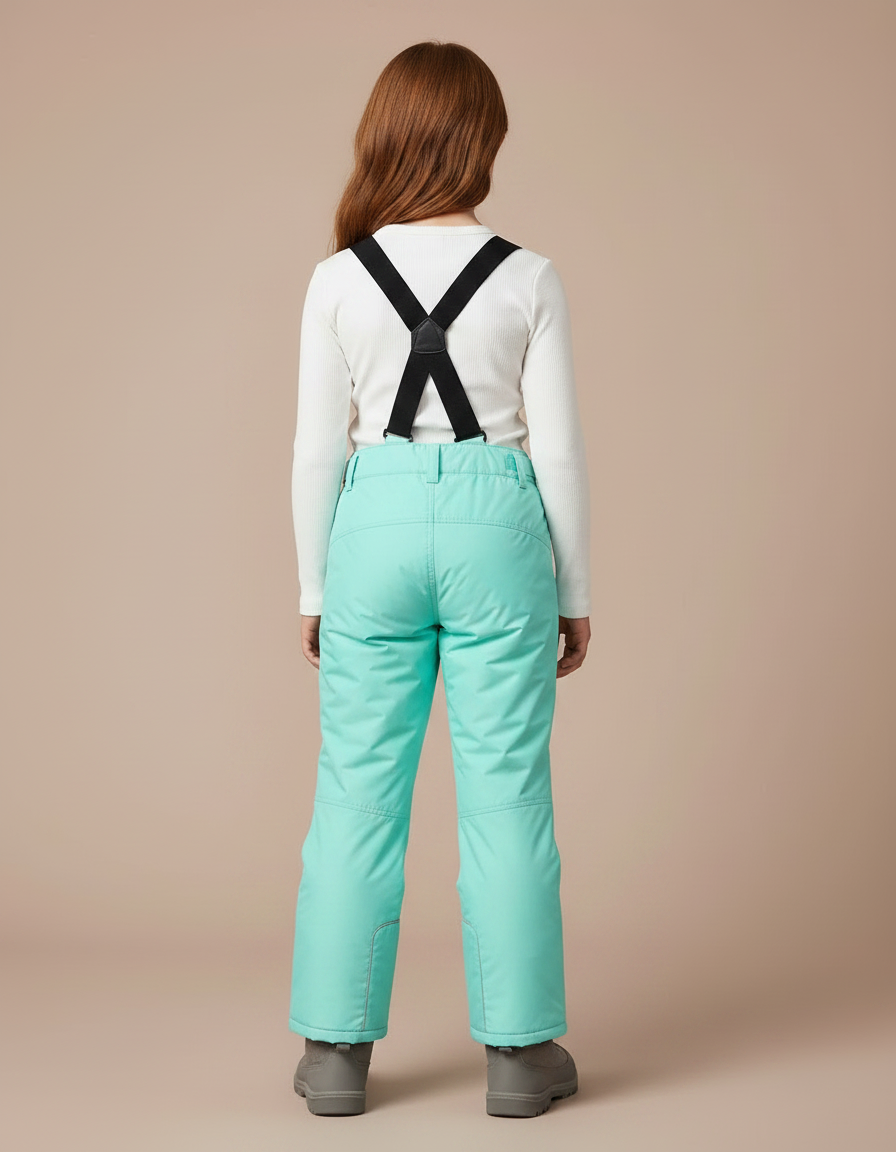 Pantalon De Pluie Turquoise Imperméable Bretelles Enfant Hiver - Bleu Polyester - vue 2