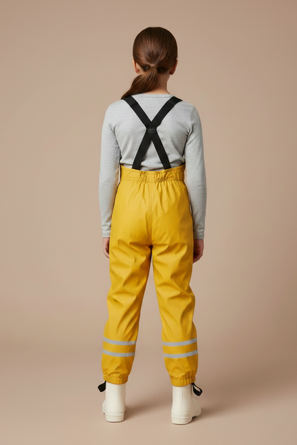 Pantalon De Pluie Jaune Imperméable Enfant Bretelles Réfléchissant - Polyester - vue 2