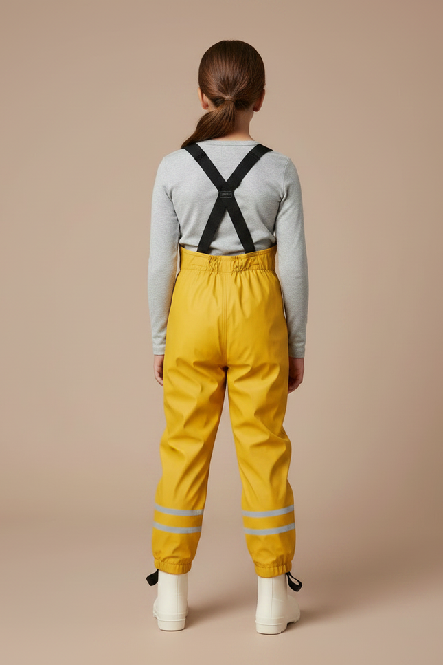 Pantalon De Pluie Jaune Imperméable Enfant Bretelles Réfléchissant - Polyester - vue 2