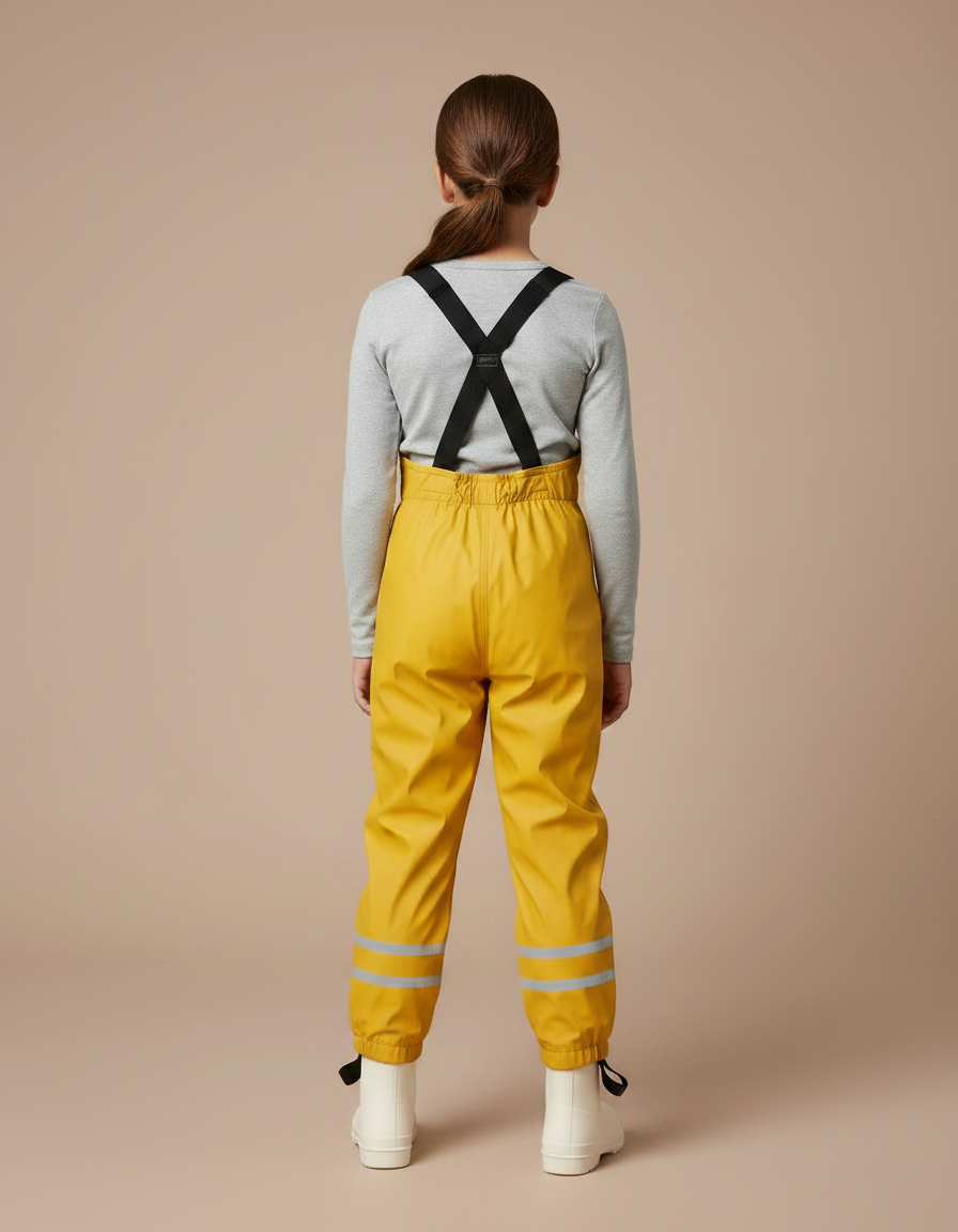 Pantalon De Pluie Jaune Imperméable Enfant Bretelles Réfléchissant - Polyester - vue 2