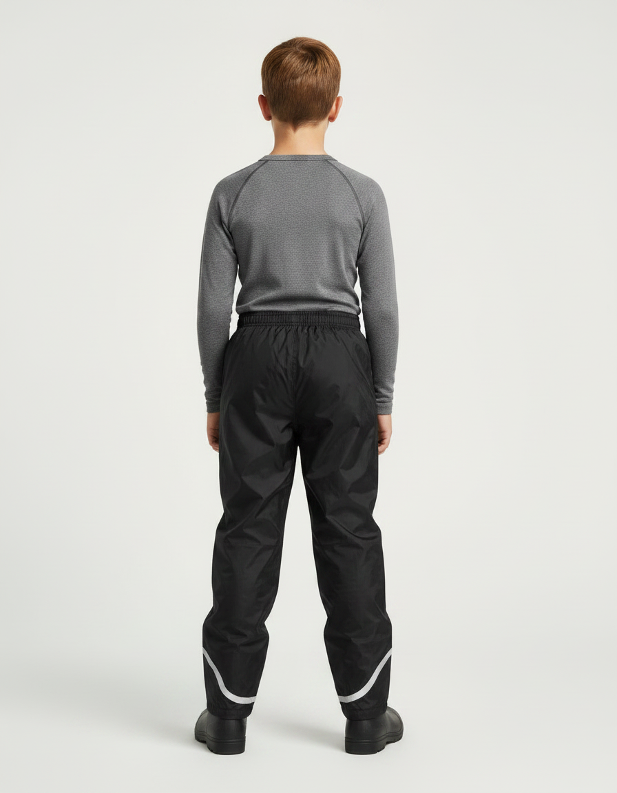 Pantalon De Pluie Noir Imperméable Réfléchissant Enfant - Polyester - vue 2