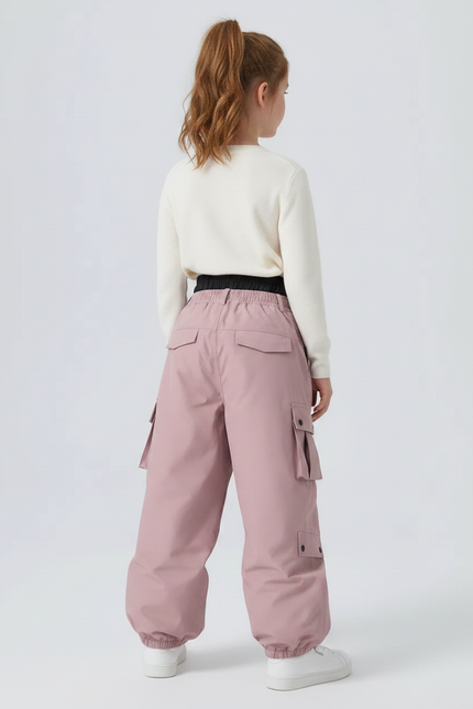 Pantalon De Pluie Rose Cargo Ample Imperméable Enfant - Polyester - vue 2