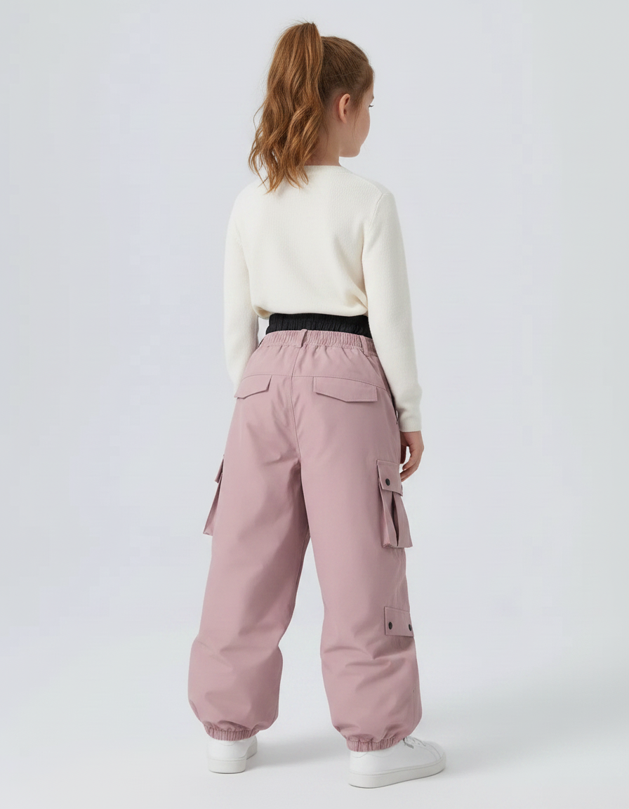 Pantalon De Pluie Rose Cargo Ample Imperméable Enfant - Polyester - vue 2