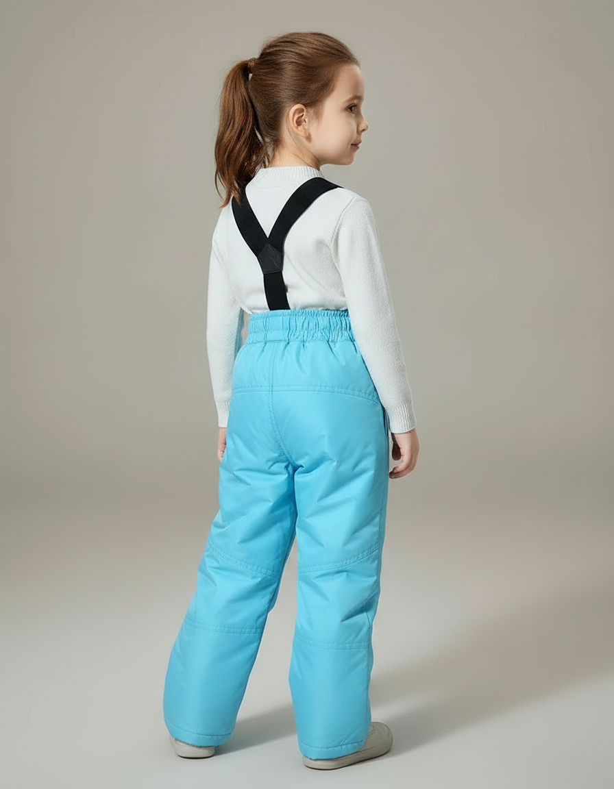 Pantalon De Pluie Bleu Ciel Imperméable Enfant Ski Bretelles - Polyester - vue 2