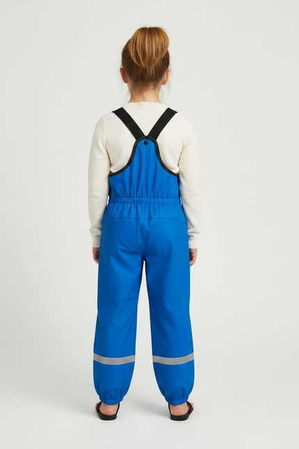 Pantalon De Pluie Bleu Élastique Réfléchissant Bretelles Enfant - Polyester - vue 2