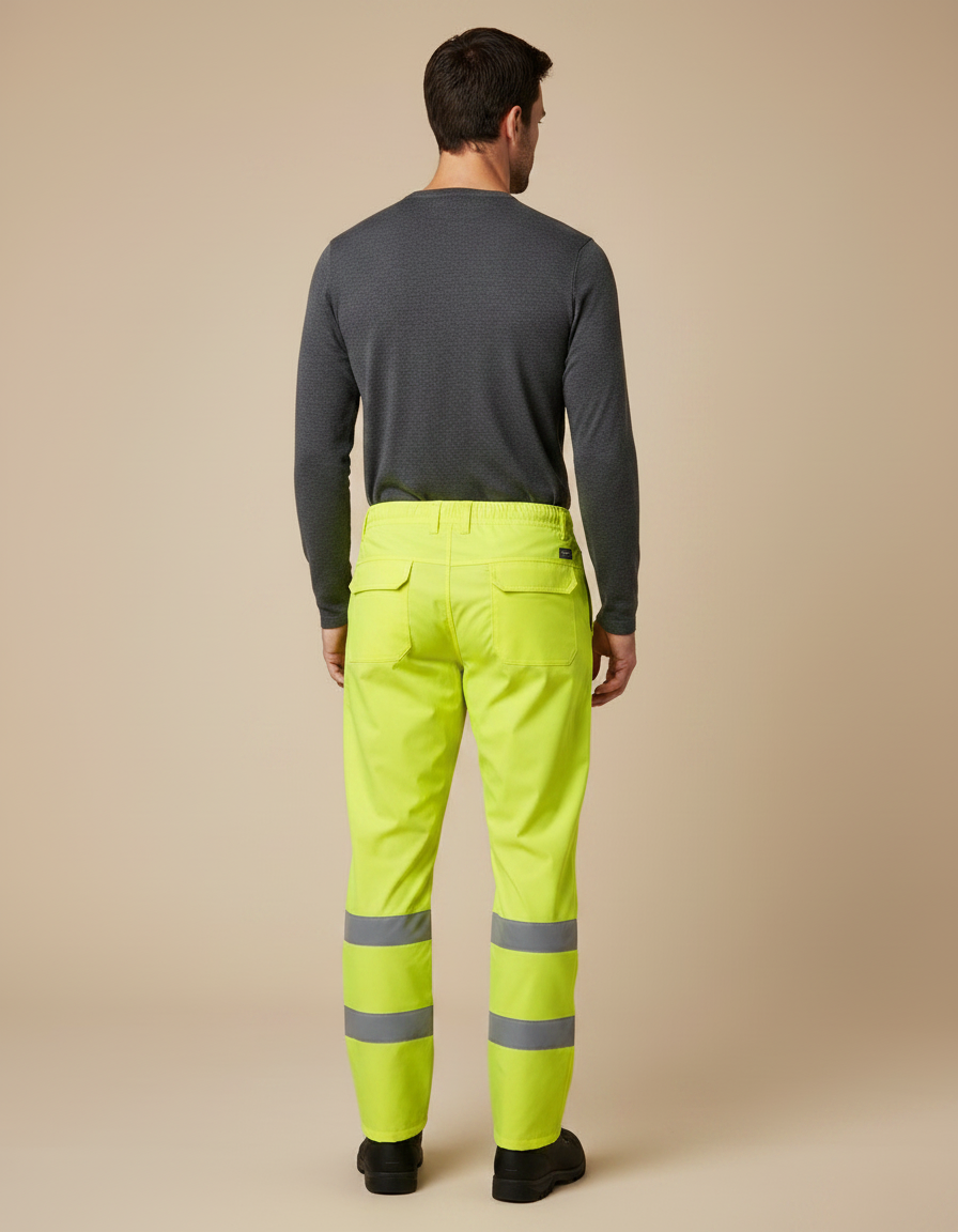 Pantalon De Pluie Jaune Fluo Réfléchissant Imperméable Sécurité Homme - Polyester - vue 2
