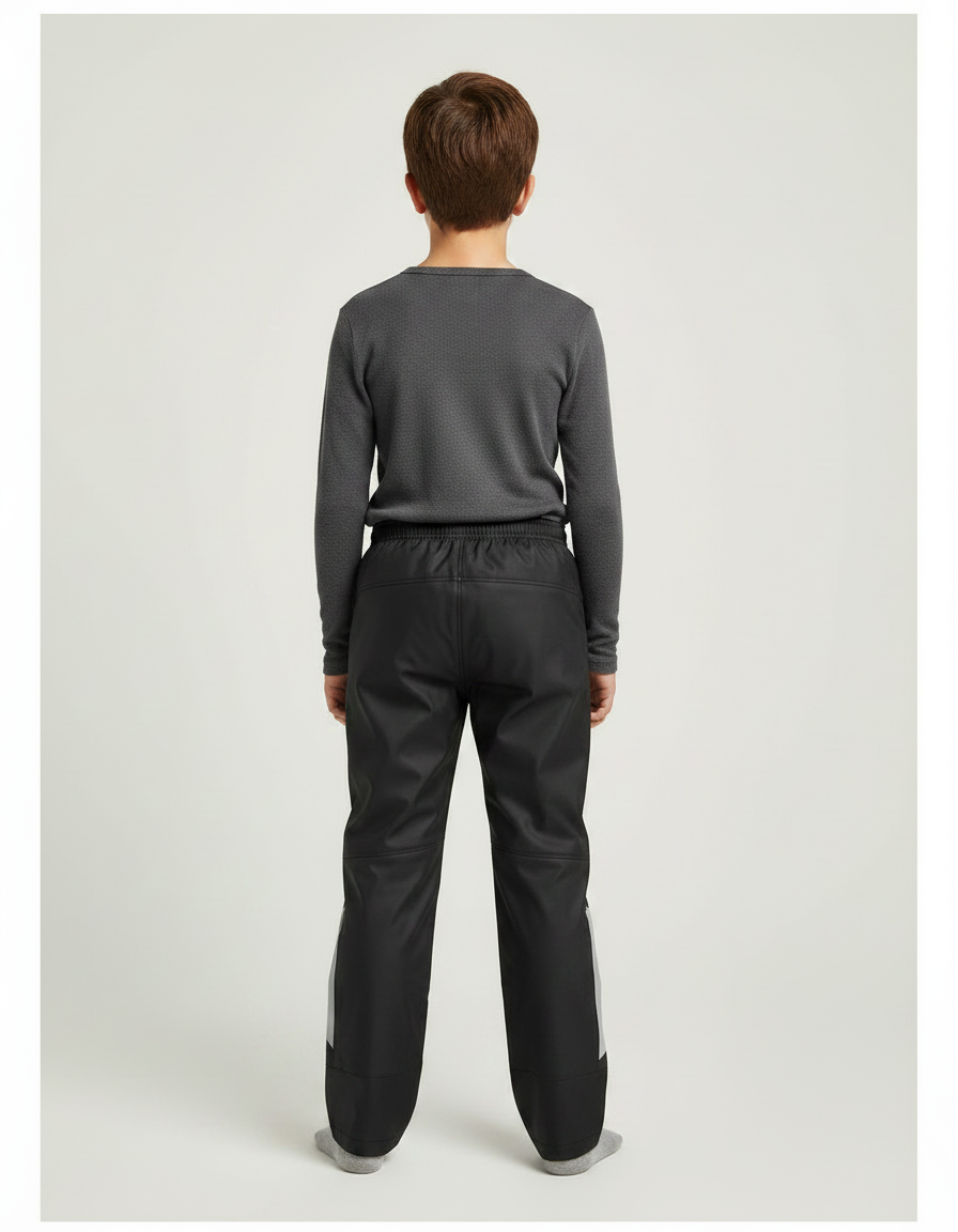 Pantalon De Pluie Noir Imperméable Enfant Réfléchissant Ample - Polyester - vue 2