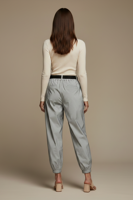 Pantalon De Pluie Gris Réfléchissant Cargo Ample Femme - Polyester - vue 2