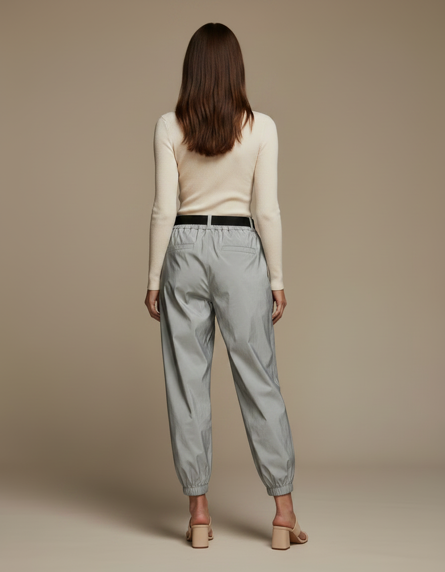 Pantalon De Pluie Gris Réfléchissant Cargo Ample Femme - Polyester - vue 2