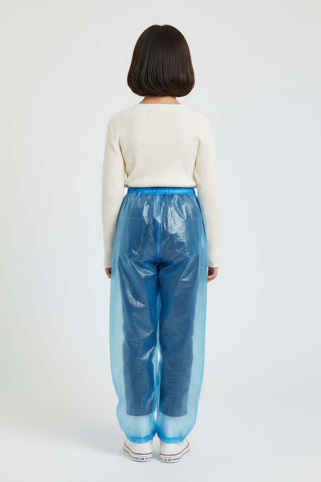 Pantalon De Pluie Transparent Bleu Jetable Léger Enfant - Polyester - vue 2