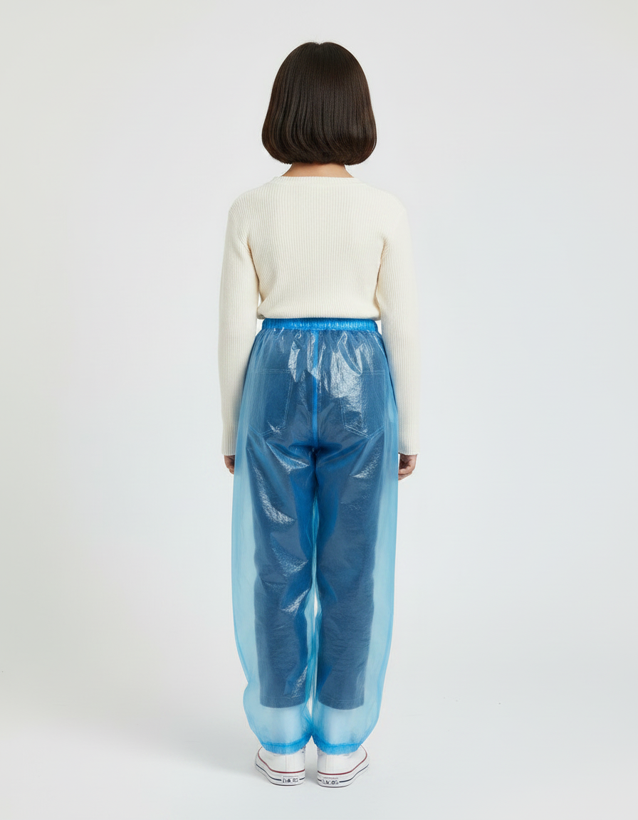 Pantalon De Pluie Transparent Bleu Jetable Léger Enfant - Polyester - vue 2