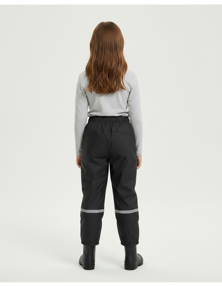 Pantalon De Pluie Noir Imperméable Enfant Bandes Réfléchissantes - Polyester - vue 2