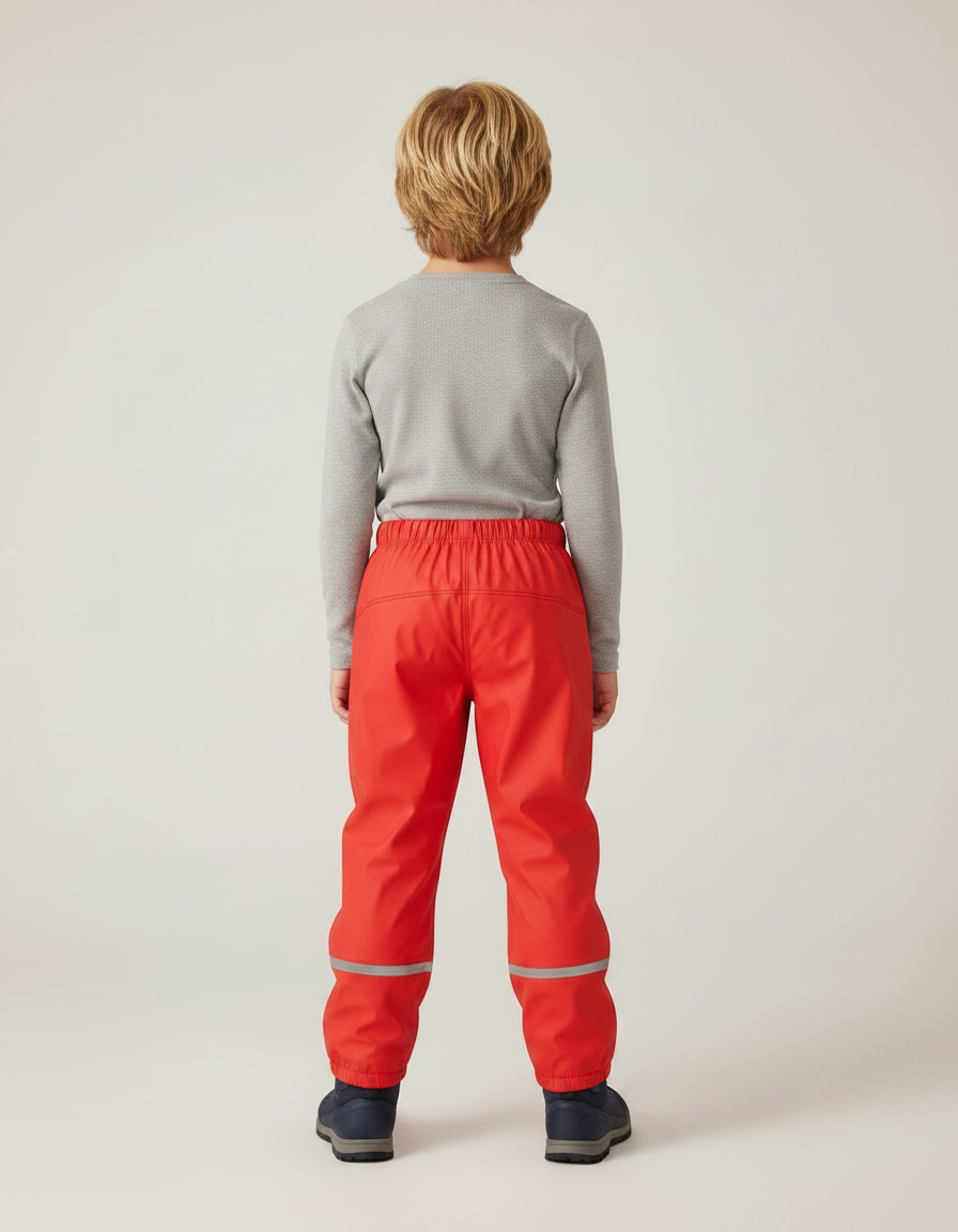 Pantalon De Pluie Rouge Imperméable Réfléchissant Enfant - Polyester - vue 2