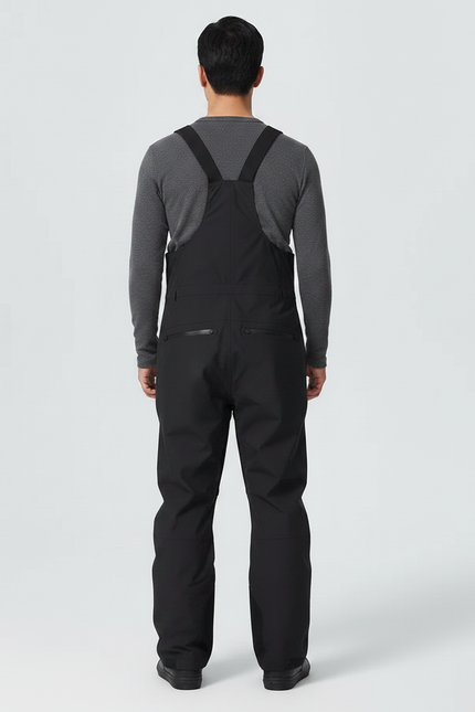Pantalon De Pluie Noir Bretelles Imperméable Ski Homme - Polyester - vue 2